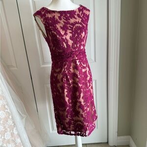 Adrianna Papell Fuchsia Lace Midi Dress